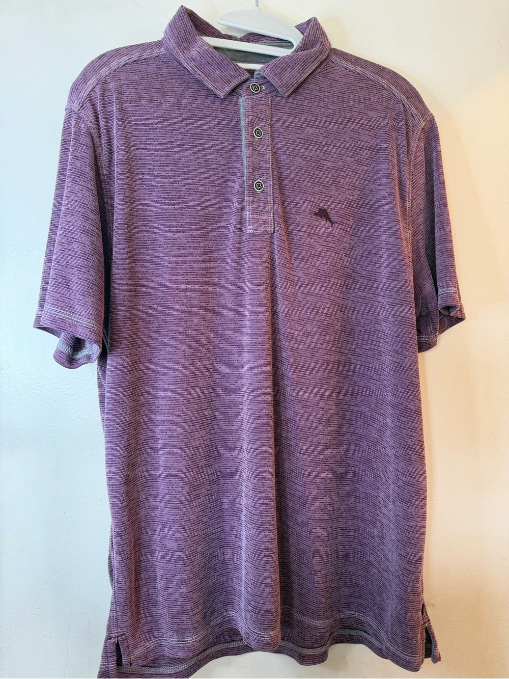 Tommy Bahama Men’s Polo Shirt Purple Textured Stretch Golf Casual - Picture 12 of 12